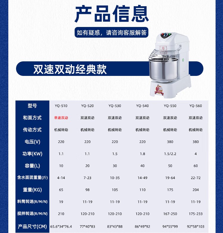 裕飞永强经典款YQ-S20/30双动双速和面机(图1)